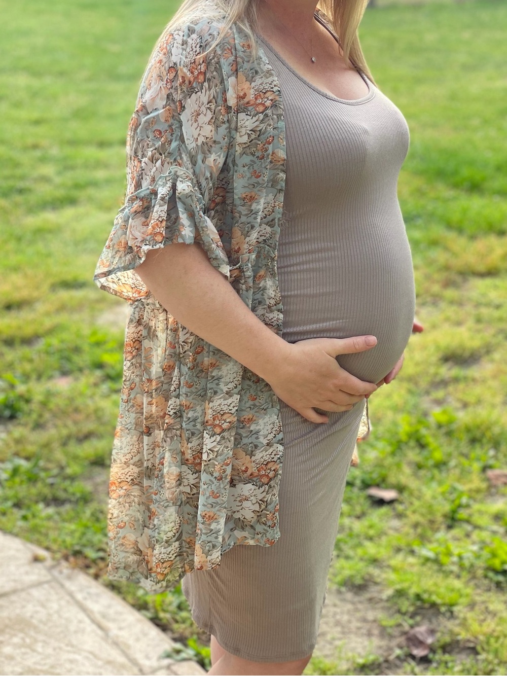 Hayden mint green, floral, ruffle hem, maternity cover-up